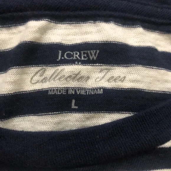 J. Crew Collector Tees navy and white stripe t-shirt pink flamingo, Large - Picture 7 of 9